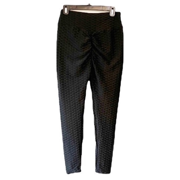 New Mix Brazilian Butt Lifting Textured Leggings Black L/XL - Picture 3 of 8